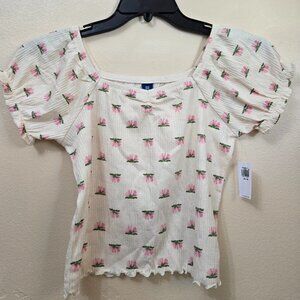 Old Navy Puff Sleeve Sweetheart Neck Girl Top